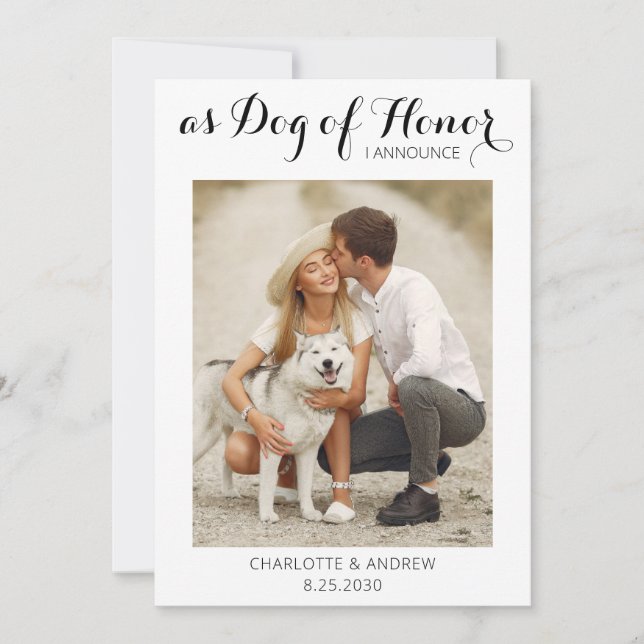 Save The Date Chien d'honneur vient de se marier Mariage Faire-p (Devant)