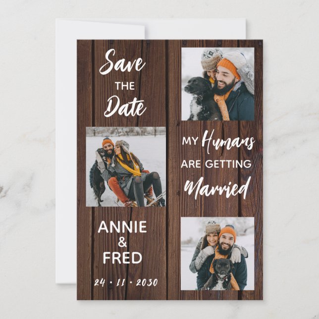 Save The Date Chien photo pour animaux de compagnie Mariage rust (Devant)