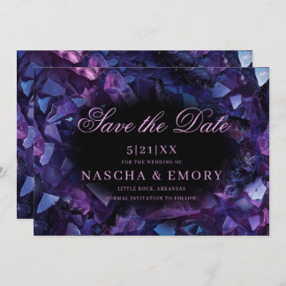 Save The Date Chiffres de sorcière Boho pourpre foncé Mariage no