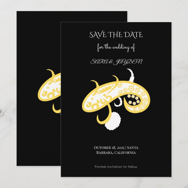 Save The Date Chinese Dragon Art – Mandala Paisley Boho Poster (Devant / Derrière)