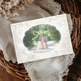 Save The Date Chinoiserie Romantique Antique Photo Doré Français