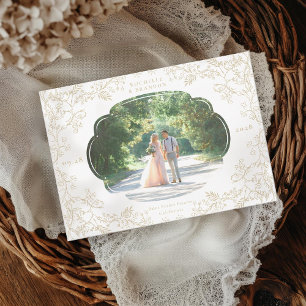 Save The Date Chinoiserie Romantique Antique Photo Doré Français
