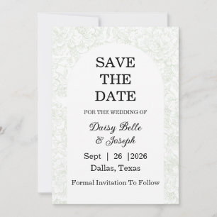 Save The Date Chinoiserie Sage Green Peony