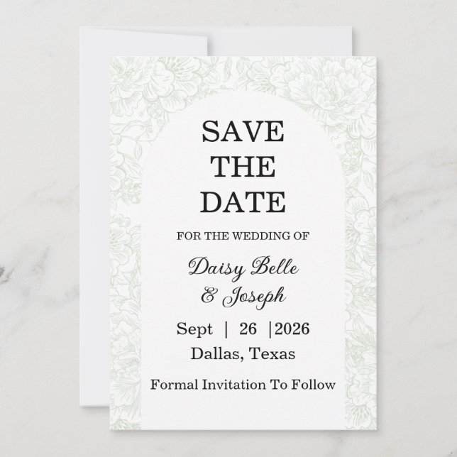 Save The Date Chinoiserie Sage Green Peony (Devant)