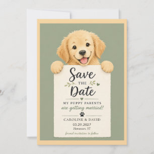 Save The Date Chiots Retriever Doré Mariage Cute