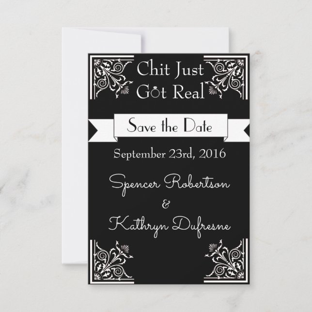 Save The Date Chit viens d'avoir un vrai Mariage "Enregistrer la (Devant)