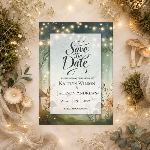 Save The Date Chuchotements crépusculaires du mariage forestier