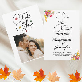 Save The Date Chute en amour Floral Automne Mariage Photo