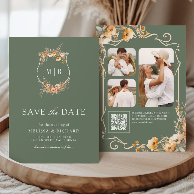 Save The Date Cimier Fleur sauvage automne QR Code Sage Mariage  (Créateur téléchargé)