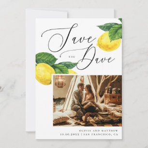 Save The Date Citron rustique. Élégant Mariage de verger de Citr
