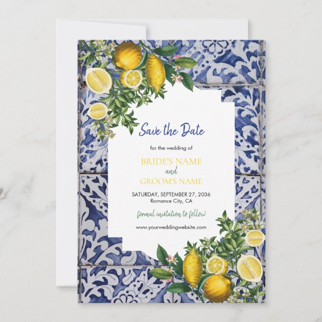 Save The Date Citrons méditerranéens Portugais Mariage (Devant)