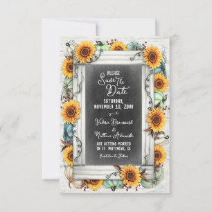 Save The Date Citrouille de tournesol Automne ferme Mariage camp