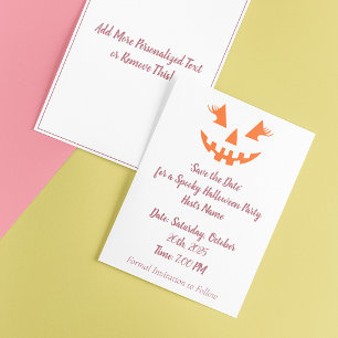 Save The Date Citrouille d'Halloween personnalisée girly Jack O