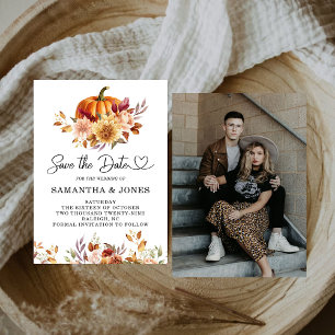 Save The Date Citrouille florale en terre cuite moderne