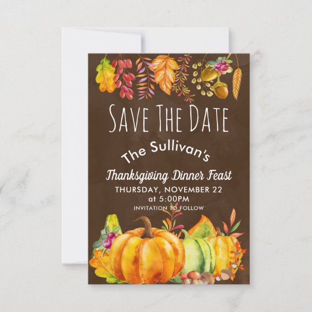 Save The Date Citrouilles et congés d'automne Bordure Enregistre (Devant)