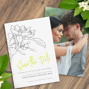 Save The Date Citrus floraison de chaux photo mariage enregistre