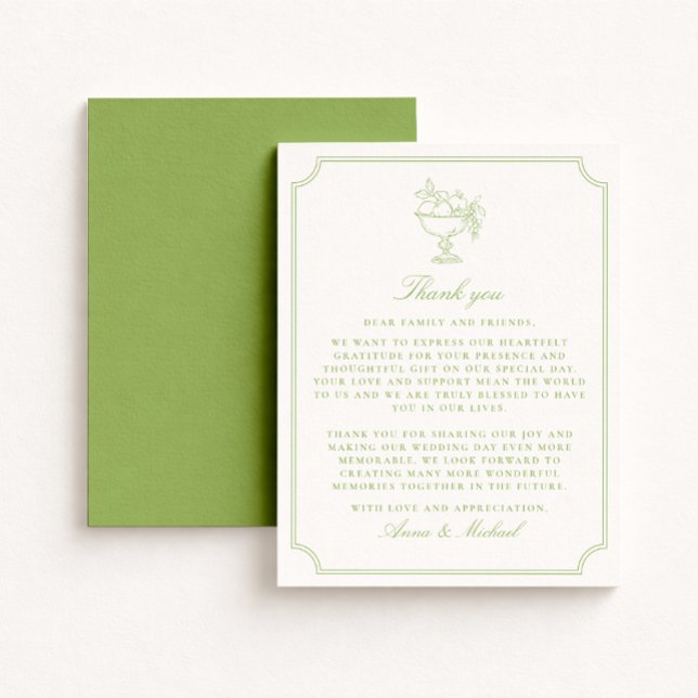 Save The Date Citrus Green Double Frame  Wedding Thank You card (Créateur téléchargé)