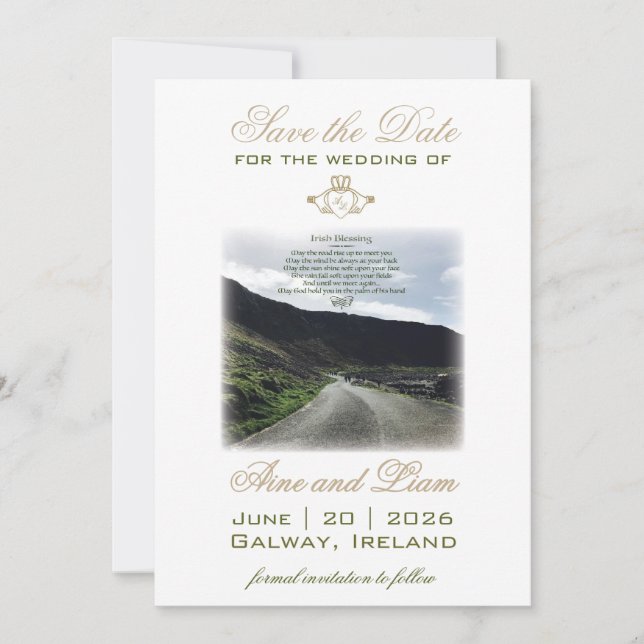 Save The Date Claddagh Irish Enregistrer Le Mariage Date (Devant)