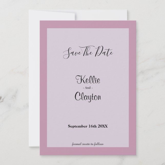 Save The Date Clair violet encadré Enregistrer la date (Devant)