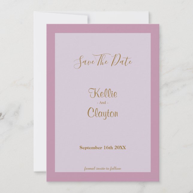 Save The Date Clair violet encadré Enregistrer la date (Devant)