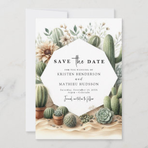Save The Date Classic Earthy Cactus Mariage