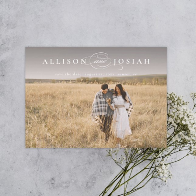 Save The Date Classic Elegant Typographie Noms Mariage photo (Créateur téléchargé)