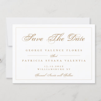 Save The Date Classic Gold Caramel Élégant Mariage photo