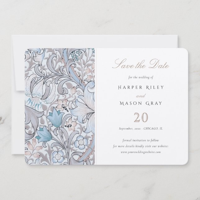 Save the Date Classic Golden Lily Pastel Einladung (Vorderseite)