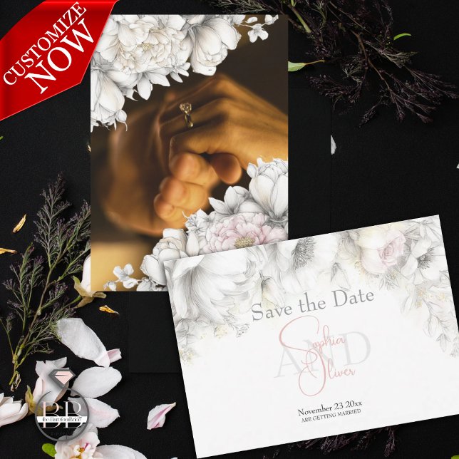 Save the Date | Classic Modern Ivory and Blush  Einladung (Von Creator hochgeladen)