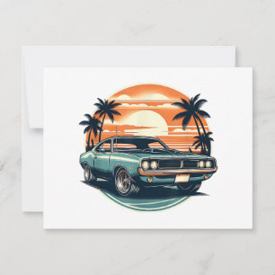 Save The Date Classic Muscle Car Retro Style Vintage