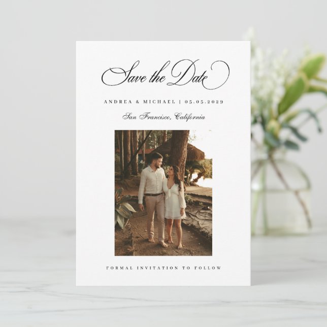 Save The Date Classic Script Minimal Photo 2026 Wedding (Debout devant)