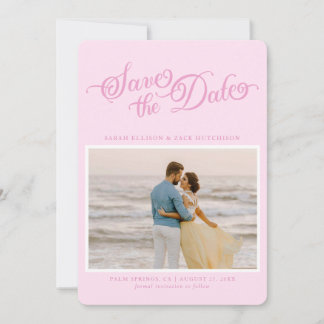 Save The Date Classy Pastel Rose Élégant Script Enregistrer La D