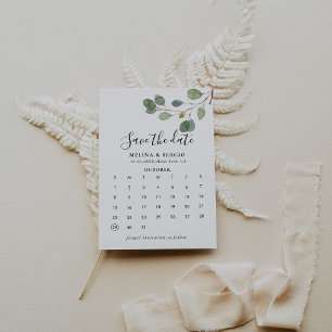 Save The Date Clear Greenery Botanical Enregistrer le calendrier