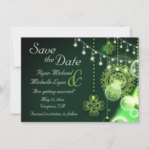 Save The Date Clovers celtique et lampes à cordes Mariage irland