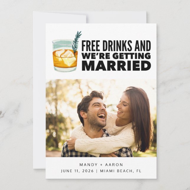 Save The Date Cocktail artisanal amusant Mariage photo (Devant)