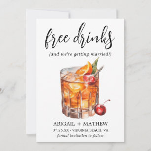 Save The Date Cocktails drôle Whiskey Orange Boisson Photo Maria