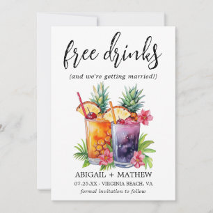 Save The Date Cocktails drôles à l'ananas tropical Photo mariage