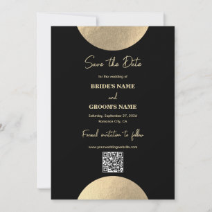 Save The Date Code QR Abstrait Black & Gold moderne
