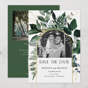 Save The Date Code QR aquarelle feuillage botanique photo Mariag