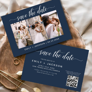 Save The Date Code QR bleu marine - Enregistrer la date 3 Photo