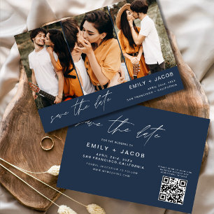 Save The Date Code QR bleu marine Enregistrer la date 3 Photo El