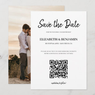 Save The Date Code QR de calligraphie élégante Photo Enregistrer