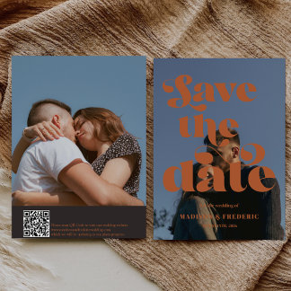 Save The Date Code QR de mariage à l'écriture rétro 