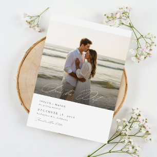 Save The Date Code QR de mariage photo de script élégant simple