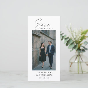 Save The Date Code QR de photo élégant Script Mariage Grand Blan