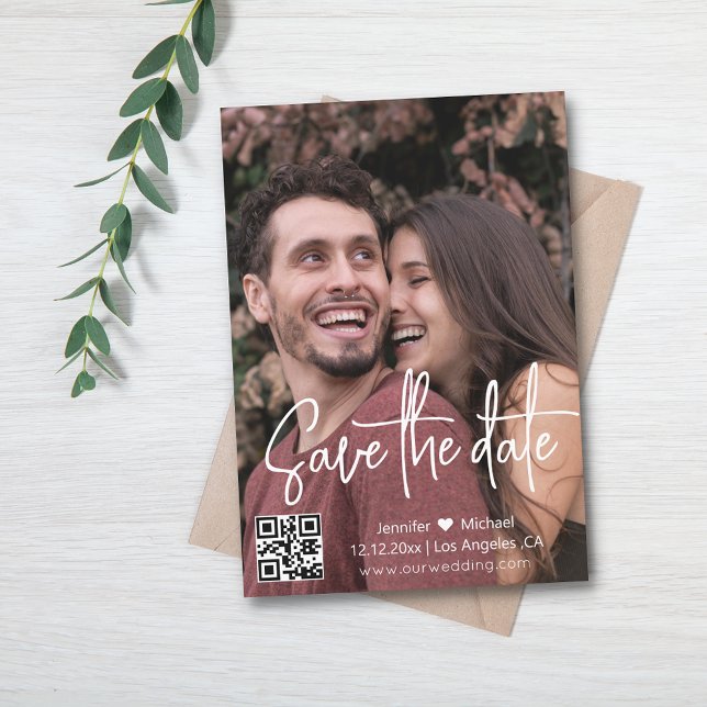 Save The Date code QR de script moderne photo  (Créateur téléchargé)