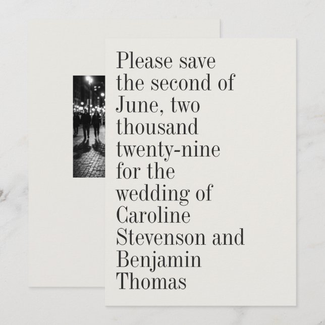 Save The Date Code QR de typographie contemporaine élégante (Devant / Derrière)