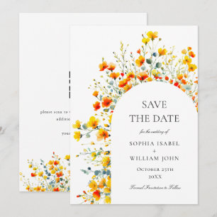 Save The Date Code QR du Mariage du Fleur sauvage de l'aquarelle