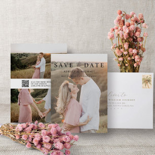 Save The Date Code QR Elegant 3 Mariage photo Script minimaliste
