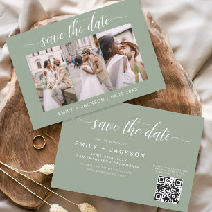 Save The Date Code QR - Enregistrer la photo Date Sage Green 3
